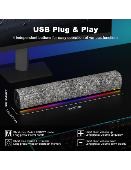 Altavoces Bluetooth Soulion R100 con Luz LED y USB para PC