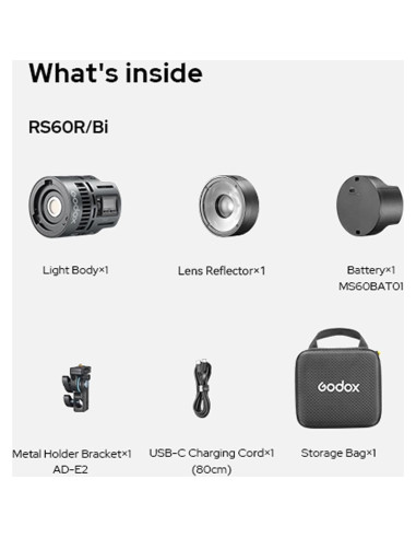 Godox RS60BI Luz de Video LED 60W CCT HSI RGBW Portátil