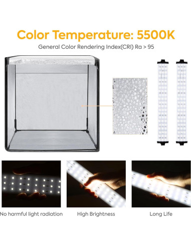 Caja de Estudio Fotográfico SEDGEWIN 61x61x61 cm con 198 LED