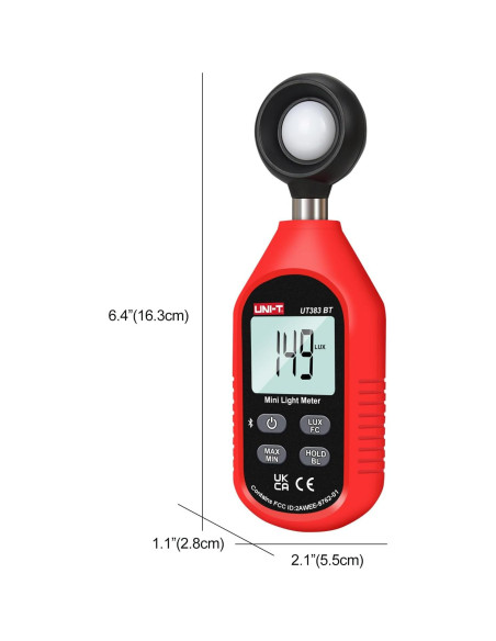 Medidor de Luz Digital UNI-T UT383BT 0-199900 Lux Bluetooth