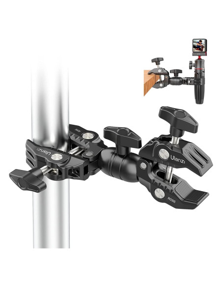 Abrazadera Doble ULANZI R096 para Cámara y Luz de Estudio