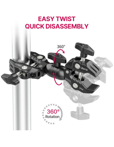 Abrazadera Doble ULANZI R096 para Cámara y Luz de Estudio