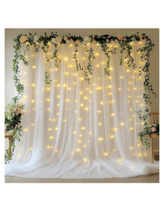 Cortina de Tul Blanco con Luces de Hadas 3.05x2.44m HOLITS