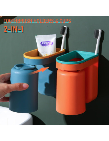 Soporte de Cepillo de Dientes 2 en 1 Buyscoolee Autoadhesivo