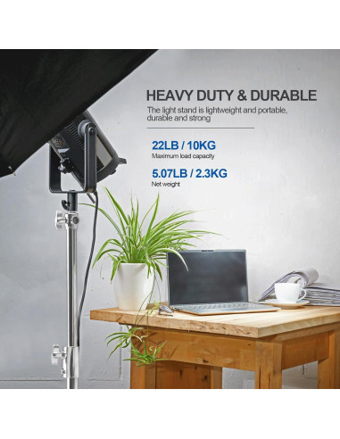 Soporte de Luz de Acero Inoxidable Wellmaking 280cm Ajustable