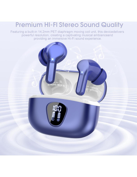 Auriculares Inalámbricos BESNOOW I53 Bluetooth 5.3 40H Estéreo Auriculares Inalámbricos BESNOOW I53 Bluetooth 5.3 40H Estéreo