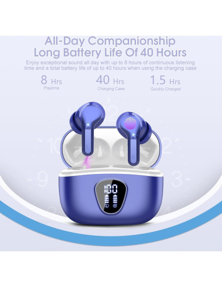 Auriculares Inalámbricos BESNOOW I53 Bluetooth 5.3 40H Estéreo Auriculares Inalámbricos BESNOOW I53 Bluetooth 5.3 40H Estéreo