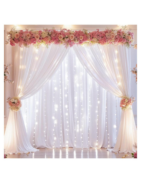 Cortinas de Fondo Blancas con Luces Partisky 2 Paneles 1.52x3.05m