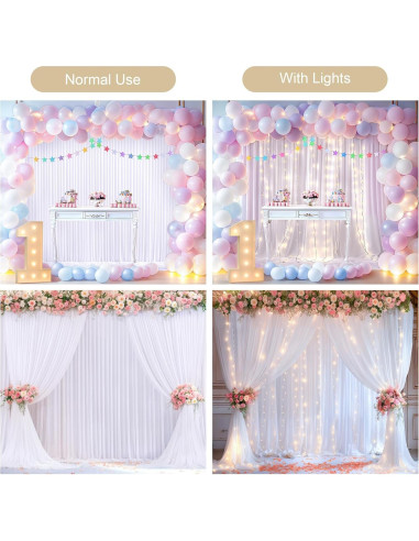 Cortinas de Fondo Blancas con Luces Partisky 2 Paneles 1.52x3.05m