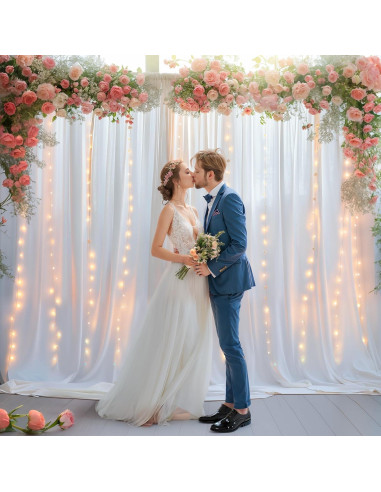 Cortinas de Fondo Blancas con Luces Partisky 2 Paneles 1.52x3.05m