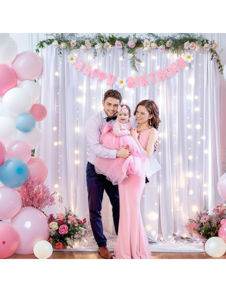 Cortinas de Fondo Blancas con Luces Partisky 2 Paneles 1.52x3.05m