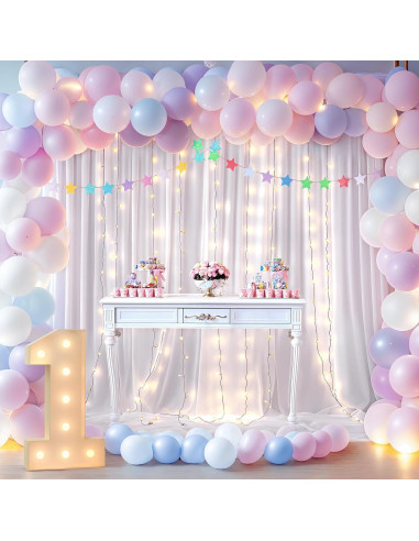 Cortinas de Fondo Blancas con Luces Partisky 2 Paneles 1.52x3.05m