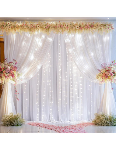 Cortinas de Fondo Blancas con Luces Partisky 2 Paneles 1.52x3.05m