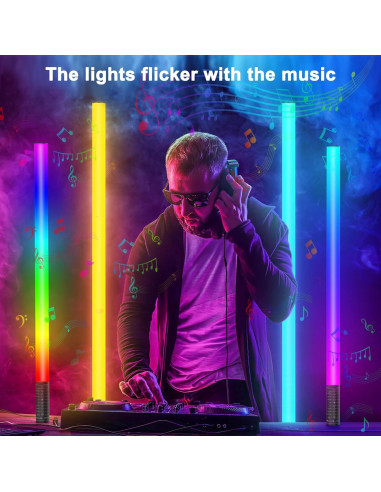 Paquete de 4 luces LED de tubo 120 cm con trípodes y control remoto