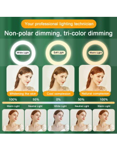 Anillo de Luz LED Zomei 18" Regulable 58W 5500K para Maquillaje 2