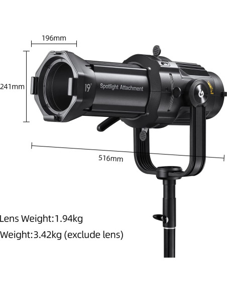 Proyector Snoot Óptico Godox VSA-19K con Lente 19 para Estudio