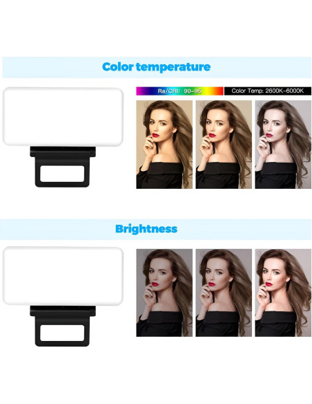 Luz LED de selfie Marmae recargable 3000mAh 3 modos