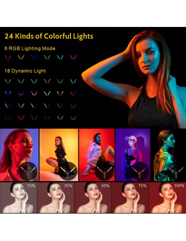 Luz LED RGB Andoer con Soporte de Trípode 1.6M y Control Remoto