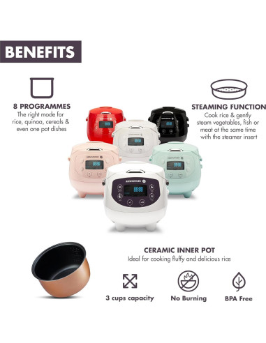 Olla Arrocera Digital Mini Reishunger 3.5 Tazas Negra