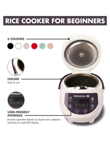 Olla Arrocera Digital Mini Reishunger 3.5 Tazas Negra