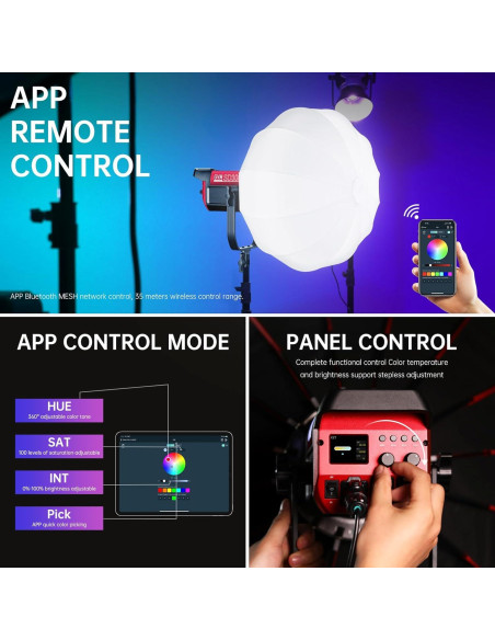 GVM 300W Luz de Fotografía RGB con Soporte Bowens y Softbox