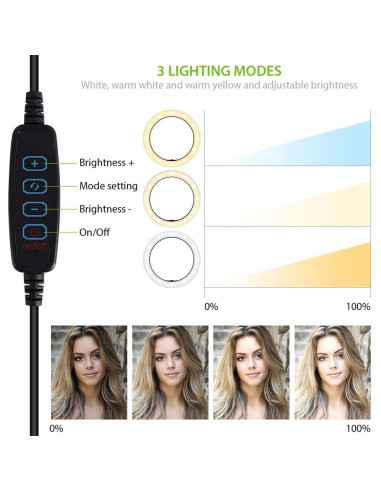 Anillo de Luz LED Regulable Tek Styz 25 cm con Control Remoto