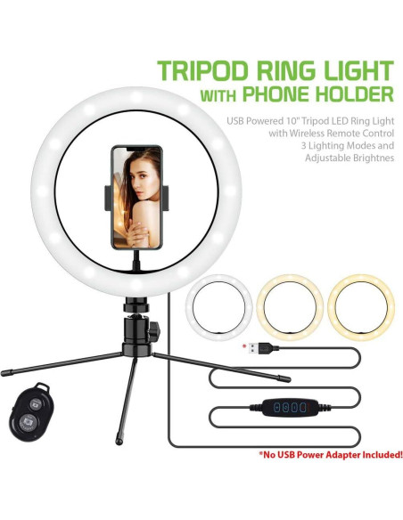 Anillo de Luz LED Regulable Tek Styz 25 cm con Control Remoto