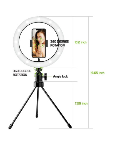 Anillo de Luz LED Regulable Tek Styz 25 cm con Control Remoto