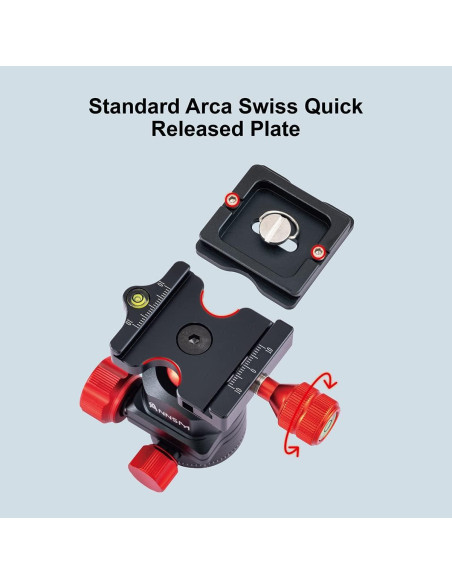 Cabezal de bola para trípode 360 con zapato frío y QR 38mm