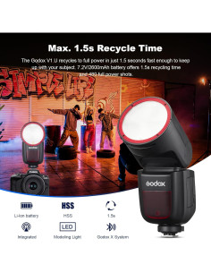 Flash Godox V1N USA para Nikon TTL 1.12kg 2.4G HSS 1/8000s 2