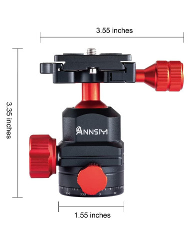 Cabezal de bola para trípode 360 con zapato frío y QR 38mm