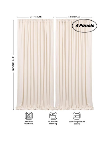 Cortinas de Fondo B-COOL Marfil 4 Pcs 1.5m x 2.4m para Bodas