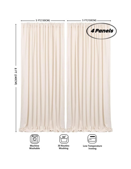 Cortinas de Fondo B-COOL Marfil 4 Pcs 1.5m x 2.4m para Bodas