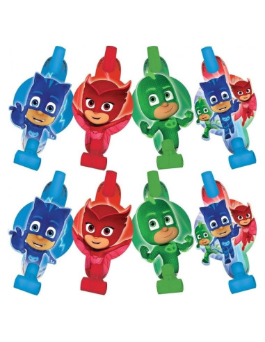 Sopladores de Fiesta PJ Masks - Paquete de 8 - 12,7 cm