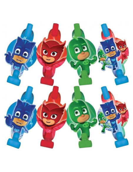 Sopladores de Fiesta PJ Masks - Paquete de 8 - 12,7 cm