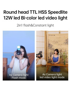 Flash LED JINBEI H1 12W con Batería 2000mAh y HSS 2