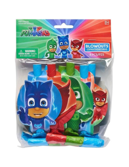 Sopladores de Fiesta PJ Masks - Paquete de 8 - 12,7 cm