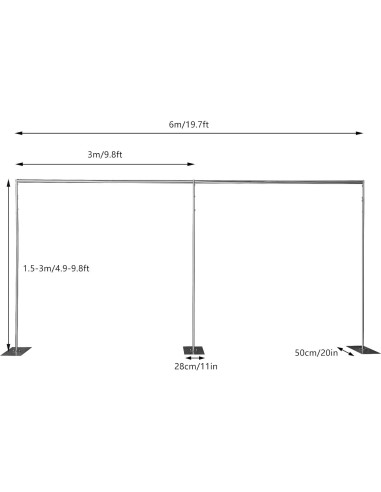 Soporte de Fondo Telescópico SanBouSi 1.5x3m a 3x6m Plata