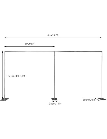 Soporte de Fondo Telescópico SanBouSi 1.5x3m a 3x6m Plata