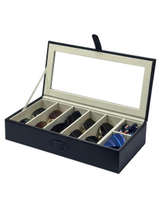 Organizador de Gafas de Sol UnionPlus, 8 Compartimentos, Negro