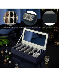 Organizador de Gafas de Sol UnionPlus, 8 Compartimentos, Negro 2