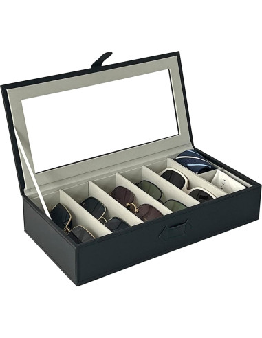 Organizador de Gafas de Sol UnionPlus, 8 Compartimentos, Negro