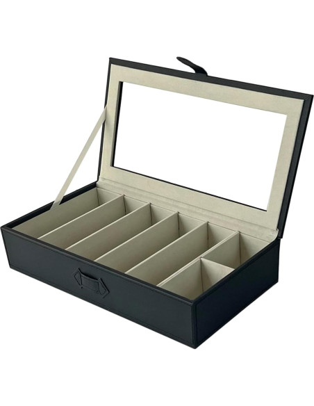 Organizador de Gafas de Sol UnionPlus, 8 Compartimentos, Negro