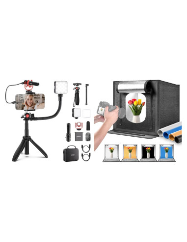 Kit de Vlogging Neewer para Teléfonos con Luz LED y Micrófono