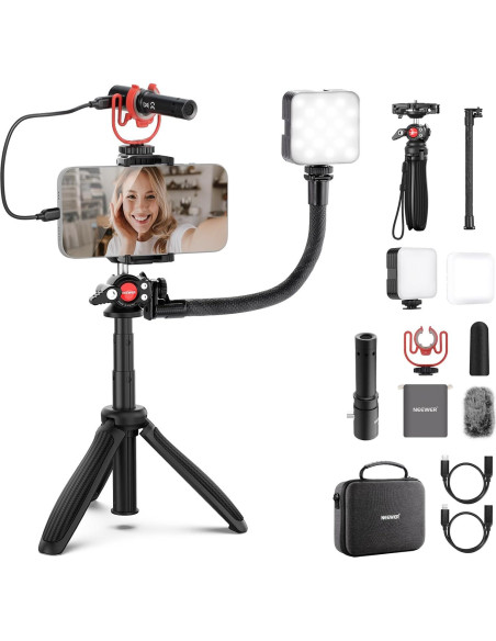 Kit de Vlogging Neewer para Teléfonos con Luz LED y Micrófono Kit de Vlogging Neewer para Teléfonos con Luz LED y Micrófono