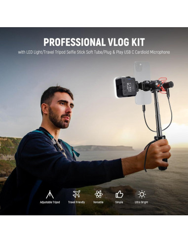 Kit de Vlogging Neewer para Teléfonos con Luz LED y Micrófono