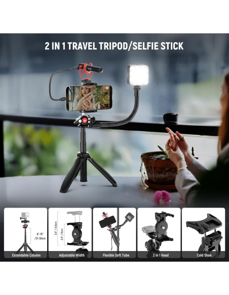Kit de Vlogging Neewer para Teléfonos con Luz LED y Micrófono Kit de Vlogging Neewer para Teléfonos con Luz LED y Micrófono