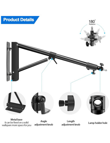 Brazo de Soporte Triangular Wellmaking 135cm Ajustable 180