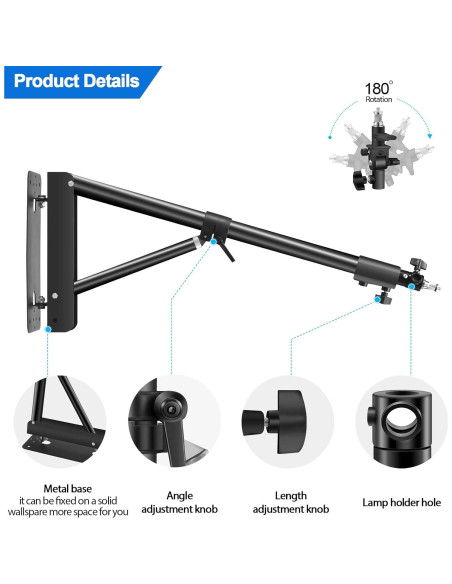 Brazo de Soporte Triangular Wellmaking 135cm Ajustable 180