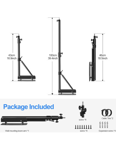 Brazo de Soporte Triangular Wellmaking 135cm Ajustable 180